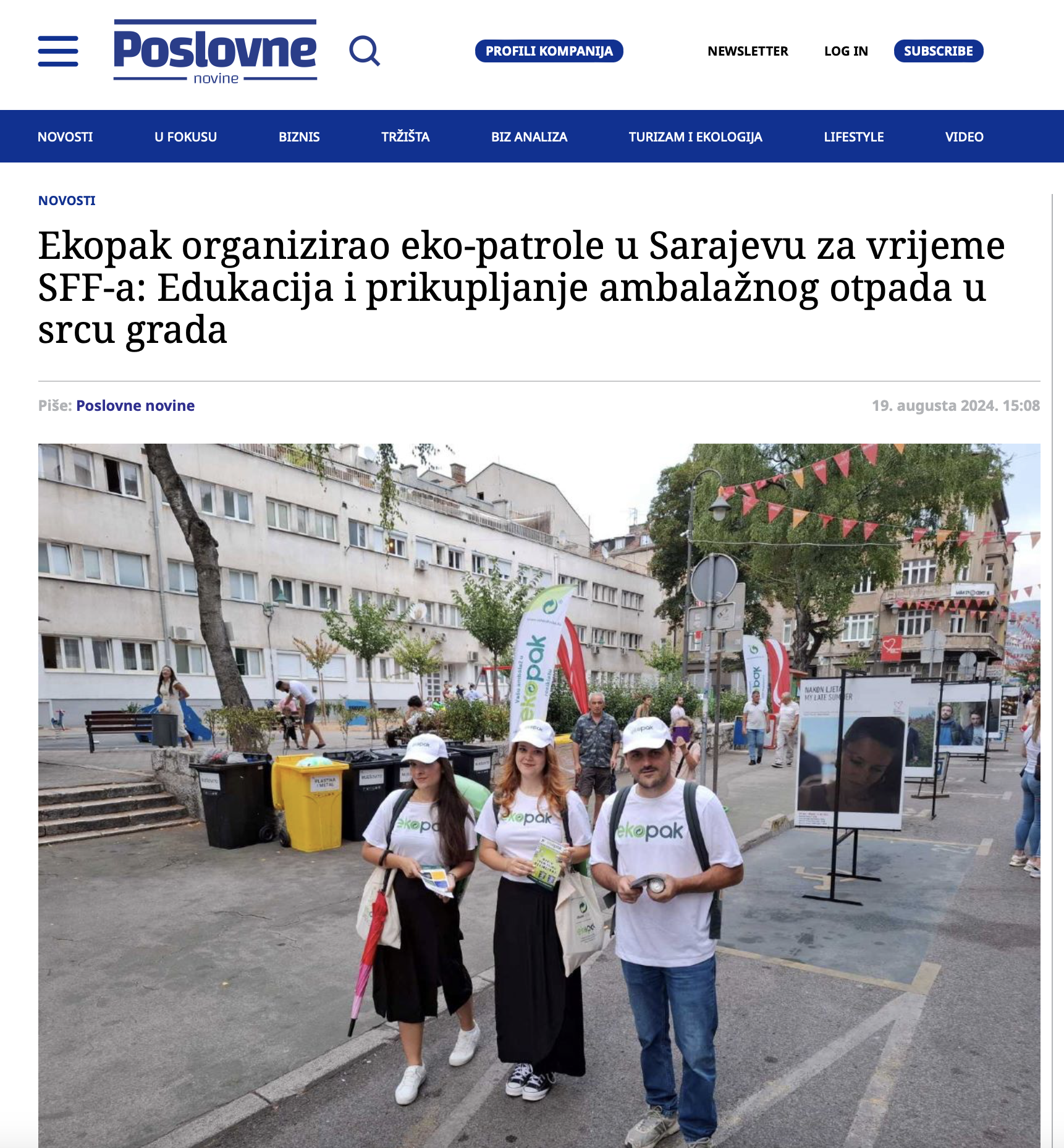 Ekopak organizirao eko-patrole u Sarajevu za vrijeme SFF-a: Edukacija i prikupljanje ambalažnog otpada u srcu grada