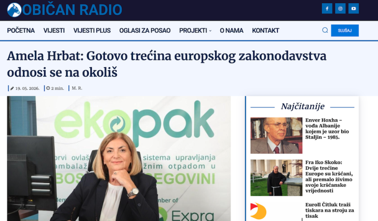 Direktorica Ekopaka Amela Hrbat gostovala na Običnom radiju